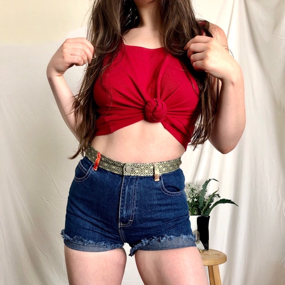 Vintage 90s/y2k high-waisted patchwork shorts - Picture 2 of 4